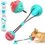 ALAIX New Dog Ropes Toy, Multifunction Pet Molar Bite Toy,Self-Playing Rubber Ball Toy with Suction Cup, Molar Chew Toy Toothbrush Puppy Dental Care Accessory Nontoxic Natural