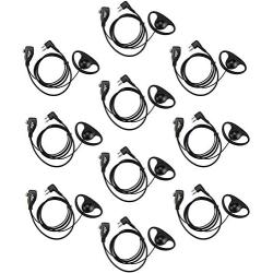 XFOX Walkie Talkie Earpiece Ear Piece 2Pin D Shape Earpiece Headset Push to Talk Mic Apply Two Way Radio Walkie Talkie Devices CP040 CP200 XTNi DTR VL50 M2PE0310 (10 Pack)