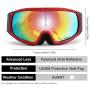 PARZIN Outdoor Sport Snow Goggles with Polarized Lens Windproof and UV Protective Safety Eyewear for Sunny Skiing,Motorcycle Cycling,Snowboarding,PZS641