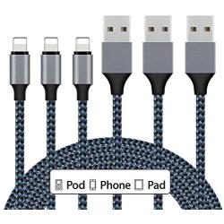 iPhone Charger, Sundix 3Pack 10ft Lightning Cable iPhone Charger Cable Nylon Braided Charging Cord Compatible iPhone XR XS XSMax X 8 8 Plus 7 7 Plus 6 6s Plus SE 5 5s 5c iPad iPod? (Blue)