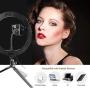 10.2" Selfie Ring Light with Tripod Stand & Cell Phone Holder for Live Stream Make Up and Photography, Portable LED Selfie Light Ring with 3-Color Modes and 10 Levels of Brightness