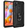 Leychan for Samsung Galaxy A11 case, Military Grade Rugged Anti-Scratch Heavy Duty Shockproof 360°Rotating Ring Kickstand Case Cover Fit for Magnetic Car Mount (Black)