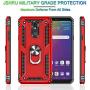 LG Stylo 5 Case, LG Stylo 5 Plus Case, LG Stylo 5V Case with Tempered Glass Screen Protector [2Pack], Jshru Military Grade Protective Phone Case with Ring Car Mount Kickstand for LG Stylo 5X Red