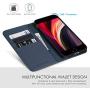 SHIELDON iPhone SE 2020 Case, iPhone 8 Wallet Case, Genuine Leather iPhone 7 Flip Case Credit Card Slots Magnetic Cover Kickstand TPU Holder Case Compatible with iPhone SE2/8/7 (4.7 Inch) - Dark Blue