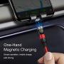 A.S Gen2 Magnetic Charging Cable, 540° Rotation Magnetic Phone USB Cable, 3A Fast Charging Data Transfer Charger Cable Compatible with USB C, Micro USB and iProduct (Red, 1.6ft+3.3ft+6.6ft)