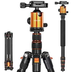 Joilcan 80-inch Tripod for Camera, Aluminum Tripod for DSLR,Monopod, Lightweight Tripod with 360 Degree Ball Head Stable for Travel and Work 18.5"-80",19lb Load (Orange)