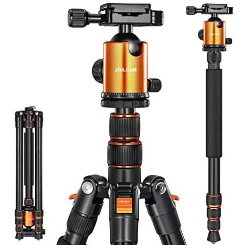 Joilcan 80-inch Tripod for Camera, Aluminum Tripod for DSLR,Monopod, Lightweight Tripod with 360 Degree Ball Head Stable for Travel and Work 18.5"-80",19lb Load (Orange)