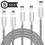 SHARLLEN iPhone Charger Cable Lightning Cable 5 Pack Nylon Braided 3FT/6FT/10FT Fast iPhone Charging Cord Long USB iPhone Data Cable Wire Compatible iPhone 11/ XS/Max/XR/X/8/8P/7/7P/6/iPad/iPod White SHARLLEN iPhone Charger Cable Lightning Cable 5 Pack Nylon Braided 3FT/6FT/10FT Fast iPhone Charging Cord Long USB iPhone Data Cable Wire Compatible iPhone 11/ XS/Max/XR/X/8/8P/7/7P/6/iPad/iPod White
