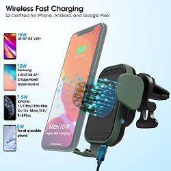 [2020 Upgraded Version] ZeeHoo Wireless Car Charger,15W Qi Fast Charging Auto-Clamping Car Mount,Windshield Dash Air Vent Phone Holder Compatible with iPhone 11 Pro Max,Samsung Note 10(Blackish Green)