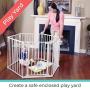 Toddleroo by North States 3 in 1 Metal Superyard: 144" long extra wide baby gate, barrier or play yard. Hardware or freestanding. 6 panels, 10 sq.ft. enclosure (30" tall, Beige)