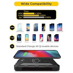 Solar Power Bank 30000mAh, Movic Solar Qi Wireless Charger, Outputs 5V/3A High-Speed & 2 Inputs Huge Capacity Phone Charger for Smartphones, IP67 Rating, Strong Light LED Flashlights (Black)