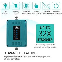 Five Band Cell Phone Signal Booster for Home and Office -Support All US Carriers AT&T Verizon T-Mobile 3G 4G LTE and Multi Devices - Cellular Repeater Boost Call and Data Signal Up to 4,500 Sq Ft