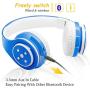 Kids Headphones Bluetooth Wireless 85db Volume Limited Childrens Headset, up to 6-8 Hours Play, Stereo Sound, SD Card Slot, Over-Ear and Build-in Mic Wireless/Wired Headphones for Boys Girls(Blue)