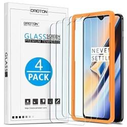 [4 Pack] OnePlus 6T Screen Protector, OMOTON Tempered Glass/ Easy Installation with Alignment Frame/ Anti Scratch Screen Protector for OnePlus 6T, 6.41 Inch