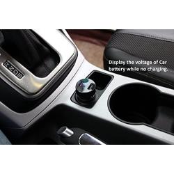 Dual USB Car Charger,Cigarette Lighter Voltage Meter,Compatible for Apple iPhone,iPad,Samsung Galaxy,LG,Google Nexus,Other USB Charging Devices, Black