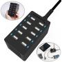 Sabrent 60 Watt (12 Amp) 10-Port [UL Certified] Family-Sized Desktop USB Rapid Charger. Smart USB Ports with Auto Detect Technology [Black] (AX-TPCS)