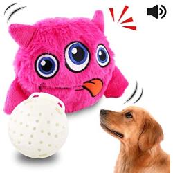 Petbobi Upgrade Interactive Dog Toy Bouncing Giggle Ball Sounds Monster Plush Puppy Toy Squeaky Shaking Vibrating Automatic Moving Excise Dog Safe Electronic Motorized for Pets, Pink