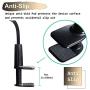 Cellphone & Tablet 2 in 1 Stand Holder Clip with Grip Flexible Long Arm Gooseneck Bracket Mount Clamp Compatible with Pad/iPhone X/8/7/6/6s Plus Samsung S8/S7 Amazon Kindle Fire HD and More- Black