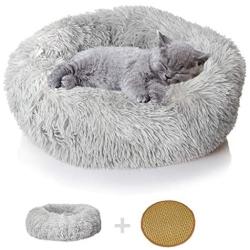 nononfish Puppy Bed for Small Medium Dog Soothing Dog Bed Calming, Anti-Anxiety Fluffy Deep Sleep Plush Bed with Bamboo Dog Cooling Mat Available