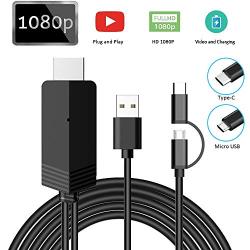 2-in-1 USB Type C/Micro USB to HDMI Cable 6.6ft, Weton MHL to HDMI Adapter 1080P HD HDTV Mirroring &Charging Cable, Digital AV Video Adapter for All Android Smartphones to TV/Projector/Monitor