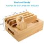 Bamboo Charging Station Dock for 4/5 / 6 Ports USB Charger,Desktop Docking Station Organizer for Cellphone,Smart Watch,Tablet(5 Charging Cables Included,No Power Supply)