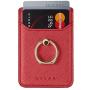 TOPWOOZU Phone Card Holder with Ring Grip for Back of Phone,Adhesive Stick-on Credit Card Wallet Pocket for iPhone,Android and Smartphones (Red)