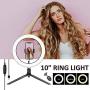 Harmonic 10 Selfie Ring Light with Tripod Stand,Ring Light with Cell Phone Holder,LED Make Up Light with 3 Light Modes and 11 Brightness Level for Camera,Smartphone,YouTube Video,Live Streaming