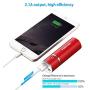 [Upgraded] POWERADD Slim 2 Most Compact 5000mAh External Battery 2.1A Ouput Portable Charger with Smart Charge for iPhones, iPad, Samsung Galaxy, HTC and More (F-Red)