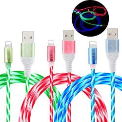 YICHUMY 3 Packs Led Flowing Phone Charging Cable Glow in The Dark USB Charger Cable Compatible with Phone 11 Pro Max/XR/XS MAX/X/Phone 8 Plus/7 Plus/LED Visible Flowing Charging Cord (Blue/Green/Red)