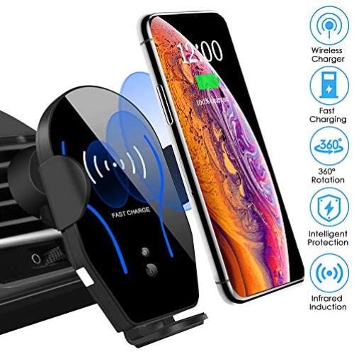 Wireless Car Charger Mount Auto-Clamping Air Vent Car Phone Holder 7.5W Fast Charging Compatible with iPhone 11 Pro Max/XS Max/XS/XR/8 Plus 10W for Samsung Galaxy S10/S9/S8 & Other Qi Smartphone