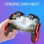 Meiyiu for PUBG Mobile Game Controller Trigger Fire Button Six Finger with Cooler Holder for Smart Phone