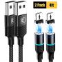 i0S 4ft Magnetic Charging Cable 2 Pack, 3 Tips 3 Cables, CAFELE USB 3.0 Fast Charging Magnetic Cable, Data Transfer Nylon Braided Cord with LED Light, Auto Connect, Use for iPH0NE i -Pad - Black