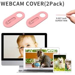 Slide Webcam Cover Ultra Slim 0.027inch Web Camera Cover for Computer, Dell HP Lenovo Laptop, iMac, MacBook Pro, Smartphone, Slider Camera Blocker Protect Privacy and Securtiy(Pink-2Pack)