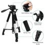 Torjim 60” Camera Tripod with Carry Bag, Lightweight Travel Aluminum Professional Tripod Stand (5kg/11lb Load) with Bluetooth Remote for DSLR SLR Cameras Compatible with iPhone & Android Phone-Silver