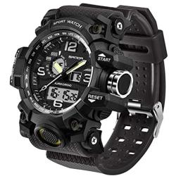 Men’s Military Watch, Dual-Display Waterproof Sports Digital Watch Big Wrist for Men with Alarm