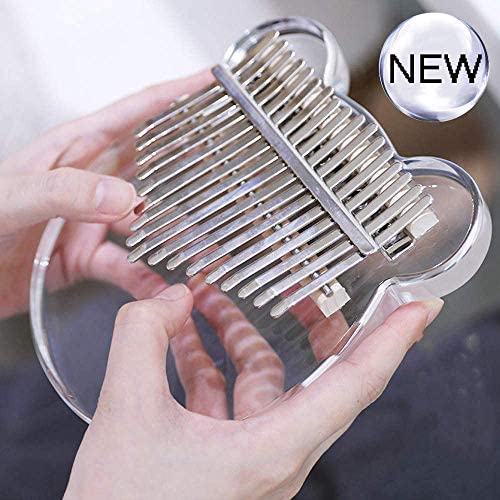 Clear Kalimba 17 Keys Thumb Piano, Portable Transparent Acrylic Mbira Wood Finger Piano, Musical Instrument Gifts for Kids Adult Beginners with Tuning Hammer and Study Instruction.