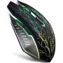 Wireless Gaming Mouse, VEGCOO C8 Silent Click Wireless Rechargeable Mouse with Colorful LED Lights and 2400/1600/1000 DPI 400mah Lithium Battery for Laptop and Computer (C11 Black)