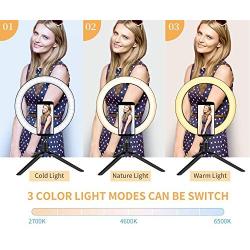 Ring Light with Tripod Stand, Oternal 10 Inches LED Ring Light for Phone, 3 Light Modes, 10 Brightness Levels, Adjustable Phone Holder, Ideal Accessory for Video, Streaming, Selfies, Make up