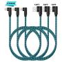 iPhone Charger 90 Degree 10ft 3 Pack Lightning Cable Braided Right Angle Charging Cord Compatible with iPhone Xs Max 8 7 Plus 6 iPad (Blue,10 Foot)