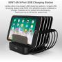 Charging Station, Vogek 5-Port 50W 10A USB Charging Station with 8 Short Mixed Cables Included Watch & Airpod Stand for Cell Phones, Smart Phones, Tablets, iWatch, Airpods Multiple Device-Black