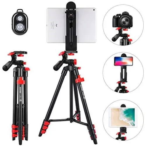 Tablet Tripod 53 inch iPad Tripod Aluminum Smartphone Tripod for iPhone iPad Pro Camera Mobile Phone Lightweight Travel Selfie Stand Tripod Black Tablet Tripod 53 inch iPad Tripod Aluminum Smartphone Tripod for iPhone iPad Pro Camera Mobile Phone Lightweight Travel Selfie Stand Tripod Black