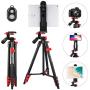 Tablet Tripod 53 inch iPad Tripod Aluminum Smartphone Tripod for iPhone iPad Pro Camera Mobile Phone Lightweight Travel Selfie Stand Tripod Black