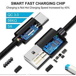 CLEEFUN USB Type C Charger Cable Fast Charging, [6-Pack, 3/3/6/6/10/10 ft] Nylon Braided USB C Cable Compatible with Samsung Galaxy S10e S10 S9 S8 Plus S10+, Note 9 10 8, Moto G8 G7 G6, LG G8 G7 G6