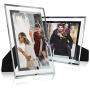 Cq acrylic 8.5x11 Glass Picture Frame,Silver Mirrored for Photo Display Stand on Tabletop,Pack of 2