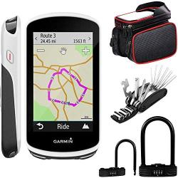 Garmin Edge 1030 GPS Bicycle Computer (010-01758-00) with Deco Gear 6-in-1 Multifunctional Bike Repair Tool, Heavy Duty Combination U-Lock, and Cell Phone Mount Bundle