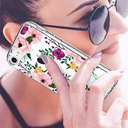 GiiKa iPhone 8 Case, iPhone 7 Case with Screen Protector, Clear Heavy Duty Protective Case Floral Girls Women Hard PC Back Case with Slim TPU Bumper Cover Phone Case for iPhone 8, Small Flowers