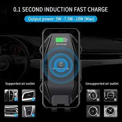 Wireless Car Charger Mount Sensor Auto Clamping 10W Fast Charging Air Vent Phone Holder Compatible with iPhone 11 Pro Max/Xs/Xs Max/XR/X/8/8 Plus, Samsung S10/S10+/S9/S9+/S8 & All Qi Device (Black)