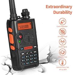 BaoFeng UV-5R EX 5W Dual Band Two Way Radio Long Range (Upgraded Version of Uv-5R) Rechargeable Walkie Talkies Squelch Ham Radio with Earpiece + Desktop Charger