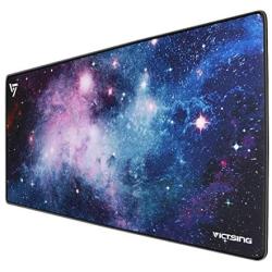 VicTsing [30% Larger] Extended Gaming Mouse Pad with Stitched Edges, Long XXL Mousepad (31.5x15.7In), Desk Pad Keyboard Mat, Non-Slip Base, Water-Resistant, for Work & Gaming, Office & Home, Galaxy