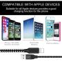 MeiShi MFi Certified iPhone Charger 4 Pack 6FT High Speed Nylon Braided USB Fast Charging&Data Syncs Cord Compatible iPhone Xs/Max/XR/X/8/8Plus/7/7Plus/6S/6S Plus/SE/iPad/iPod (Black+White).
